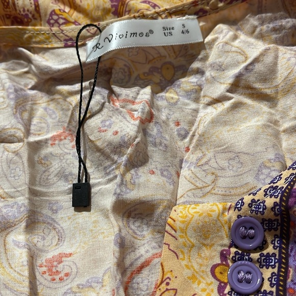 R.Vivimos Womens Summer Floral Print Cotton Short Sleeve Flowy Dress 4/6 (S)🎁😘 - Picture 6 of 9